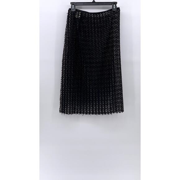 BCBGMAXAZRIA Women's Black Mesh Side-Tie Midi Swim Cover-Up Skirt SZ OS - Picture 1 of 10